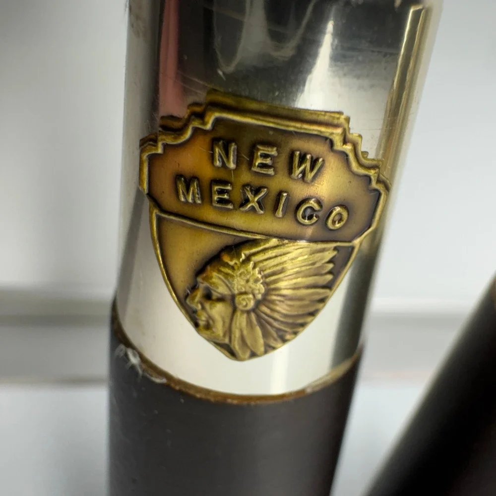 Vintage New Mexico Salt Pepper‎ Shakers Native American Chief Brown Gold Tone